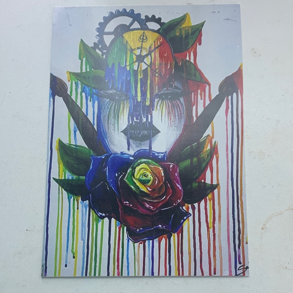Colorful Dripping Face Art Print hand made